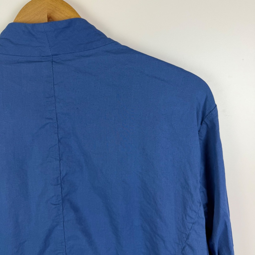 Eileen Fisher Woman Blue Organic Linen Blend Zip Up Pleated Jacket 3X Minimalist - Picture 4 of 10
